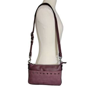 Simply noelle maroon studded shoulder bag  